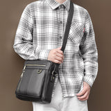 AB EARTH Black Small Style Cowhide Leather Men's Cross Body Bag L1011A