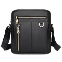 AB EARTH Black Small Style Cowhide Leather Men's Cross Body Bag L1011A