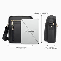 AB EARTH Black Small Style Cowhide Leather Men's Cross Body Bag L1011A