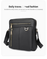 AB EARTH Black Small Style Cowhide Leather Men's Cross Body Bag L1011A