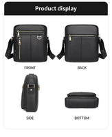 AB EARTH Black Small Style Cowhide Leather Men's Cross Body Bag L1011A