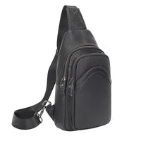 AB EARTH Black Full Grain Leather Chest Bag for Men L4013A/Q
