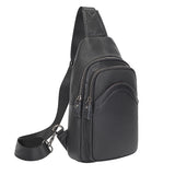 AB EARTH Black Full Grain Leather Chest Bag for Men L4013A/Q
