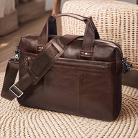 AB EARTH Classic Vintage Leather Men's Chocolate Hand Tiny Laptop Bag Briefcase Messenger L7075LC