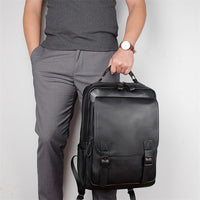 AB EARTH Top Graine Leather Backpack School Bag for Men L2755