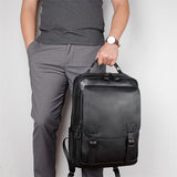 AB EARTH Top Graine Leather Backpack School Bag for Men L2755