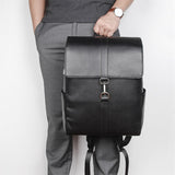 AB EARTH Genuine Cow Leather Packsack Black School Bag for Men L2756