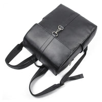 AB EARTH Genuine Cow Leather Packsack Black School Bag for Men L2756