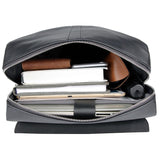 AB EARTH Genuine Cow Leather Packsack Black School Bag for Men L2756