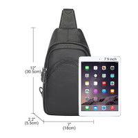 AB EARTH Black Full Grain Leather Chest Bag for Men L4013A/Q