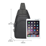 AB EARTH Black Full Grain Leather Chest Bag for Men L4013A/Q