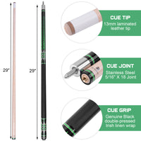 AB EARTH 58" Pool Cue Stick Canadian Maple 13mm Tip Billiard Cue with Irish Linen Wrap #A70