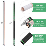 AB EARTH 58" Pool Cue Stick Canadian Maple 13mm Tip Billiard Cue with Irish Linen Wrap #A70