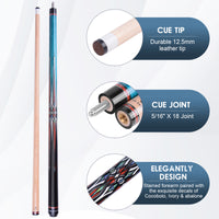 AB EARTH 48 Inch Short Pool Cue Stick for Kids, Canadian Maple Billiard Cues for Tight Spaces, 2024 #K10 Blue
