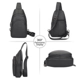 AB EARTH Black Full Grain Leather Chest Bag for Men L4013A/Q