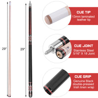 AB EARTH 58" Pool Cue Stick Canadian Maple 13mm Tip Billiard Cue with Irish Linen Wrap #A61