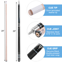 AB EARTH 58" Pool Cue Stick Canadian Maple 13mm Tip Billiard Cue with Irish Linen Wrap #A68