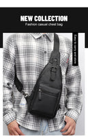 AB EARTH Cow Leather Black Sling Bag Chest Bag Cross Body Bag L4012A/Q