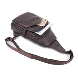 AB EARTH Black Full Grain Leather Chest Bag for Men L4013A/Q