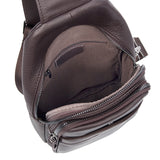 AB EARTH Black Full Grain Leather Chest Bag for Men L4013A/Q