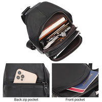 AB EARTH Black Full Grain Leather Chest Bag for Men L4013A/Q