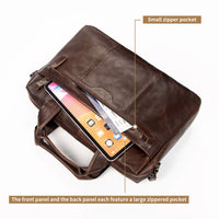 AB EARTH Classic Vintage Leather Men's Chocolate Hand Tiny Laptop Bag Briefcase Messenger L7075LC