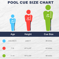 AB EARTH 36”/42”/48” Canadian Maple Billiard Short Pool Cues for Tight Places #K9