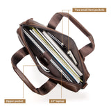 AB EARTH Classic Vintage Leather Men's Chocolate Hand Tiny Laptop Bag Briefcase Messenger L7075LC
