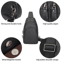 AB EARTH Black Full Grain Leather Chest Bag for Men L4013A/Q