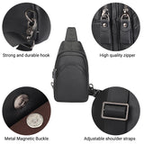 AB EARTH Black Full Grain Leather Chest Bag for Men L4013A/Q