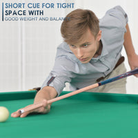 AB EARTH 48 Inch Short Pool Cue Stick for Kids, Canadian Maple Billiard Cues for Tight Spaces, 2024 #K10 Blue