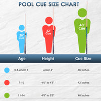 AB EARTH 48 Inch Short Pool Cue Stick for Kids, Canadian Maple Billiard Cues for Tight Spaces, 2024 #K10 Blue