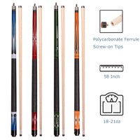 AB EARTH Set of 4 House Pool Cues Screw on Tips 57" Billiard Bar Pub Pool Cue Sticks #C20C21C22C23