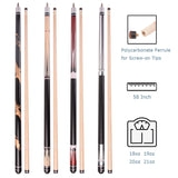 AB EARTH Set of 4 House Pool Cues Screw on Tips 58" Billiard Bar Pub Pool Cue Sticks #C71C72C75C76