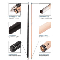 AB Earth Classic Series 2-Piece Black Billiard Pool Cue Stick with Irish Linen Wrap #B64